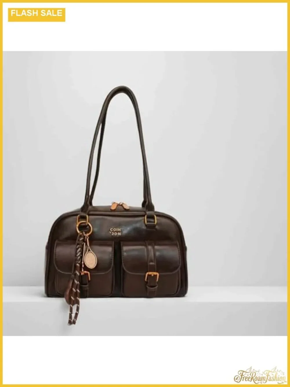 Vintage Faux Leather Hobo Shoulder Bag - Women's Vintage Style Purse with Zipper